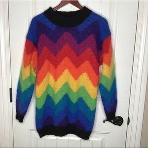 Field Gear Rainbow Mohair Blend Sweater.